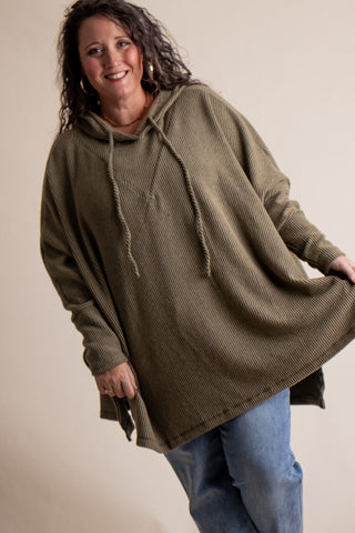 All I See Hooded Luxe Brushed Ribbed Pullover