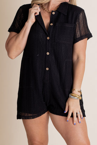 Cute As A Button Romper with Pockets *Final Sale*