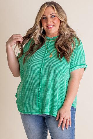 Ocean Front Waffle Knit Top - CURVY