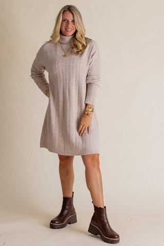 On Your Mind Cable Knit Sweater Dress