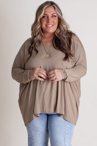 Waiting For Takeoff V Neck Top - CURVY