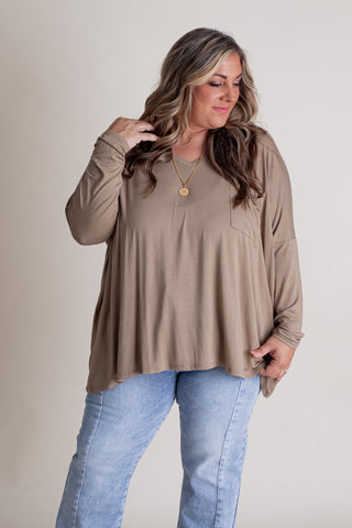 Waiting For Takeoff V Neck Top - CURVY