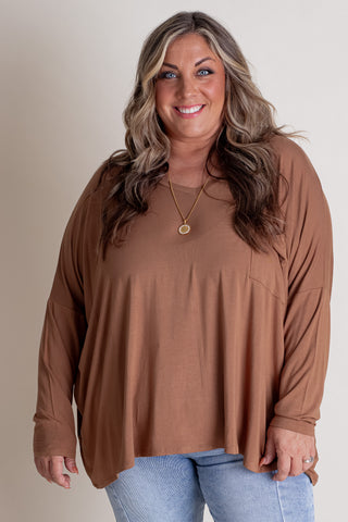 Waiting For Takeoff V Neck Top - CURVY