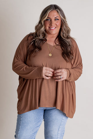 Waiting For Takeoff V Neck Top - CURVY