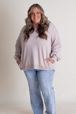 Change in the Air Acid Wash Pullover - CURVY