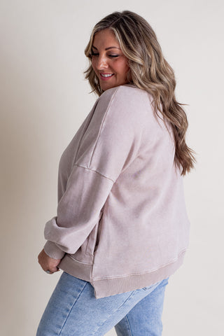 Change in the Air Acid Wash Pullover - CURVY