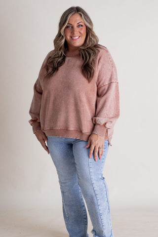 Change in the Air Acid Wash Pullover - CURVY