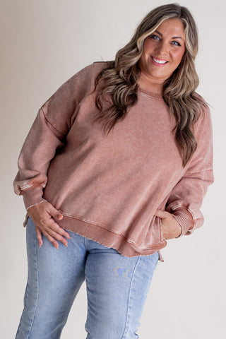 Change in the Air Acid Wash Pullover - CURVY