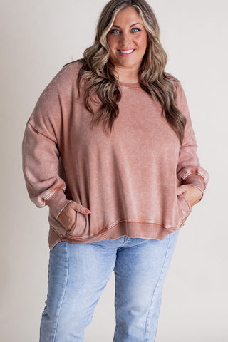 Change in the Air Acid Wash Pullover - CURVY