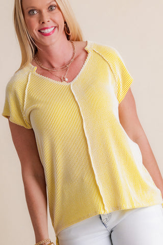 Spring Fling Ribbed V Neck Top *Final Sale*