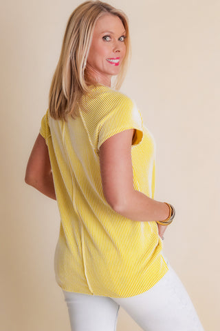 Spring Fling Ribbed V Neck Top *Final Sale*