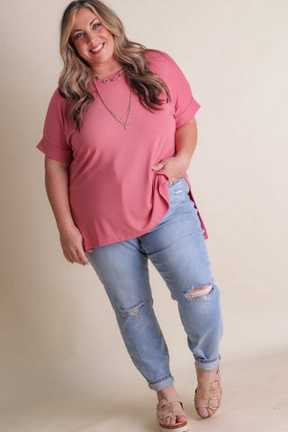 Almost Maybes High-Low Hem Top - CURVY