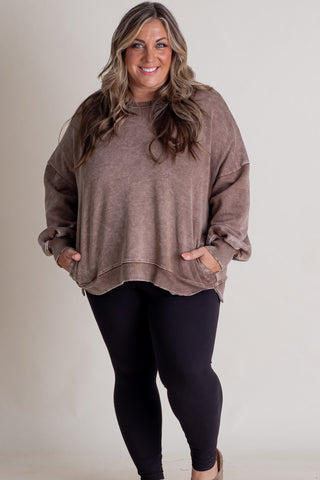 Change in the Air Acid Wash Pullover - CURVY