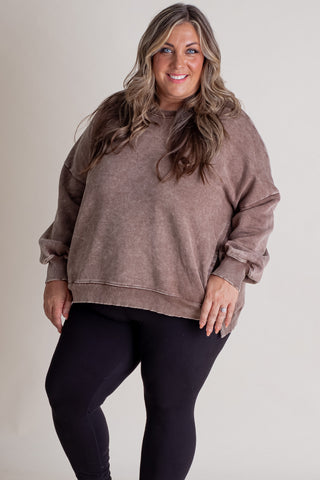 Change in the Air Acid Wash Pullover - CURVY