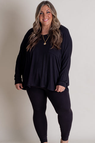 Waiting For Takeoff V Neck Top - CURVY