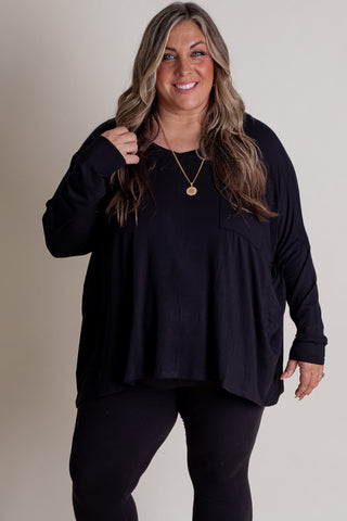 Waiting For Takeoff V Neck Top - CURVY