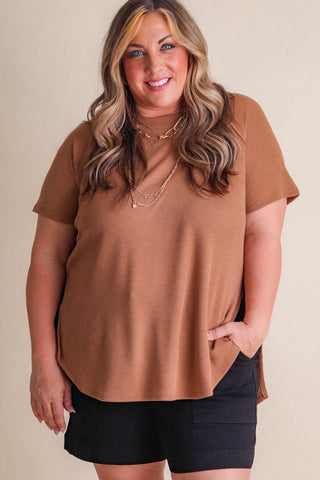 Perfect First Date Waffle Knit Top - CURVY