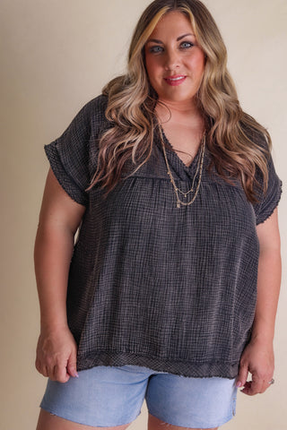 Let's Stay In V Neck Top - CURVY *Final Sale*