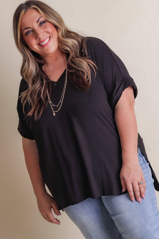 Feel So Good V Neck Top - CURVY *Final Sale*