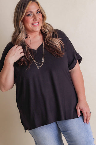 Feel So Good V Neck Top - CURVY