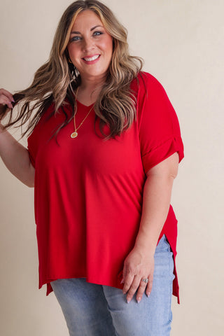 Should I Stay V Neck Top - CURVY *Final Sale*