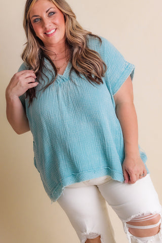 Let's Stay In V Neck Top - CURVY *Final Sale*