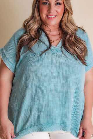 Let's Stay In V Neck Top - CURVY *Final Sale*