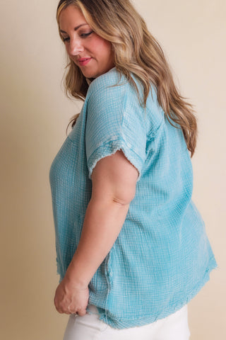 Let's Stay In V Neck Top - CURVY *Final Sale*