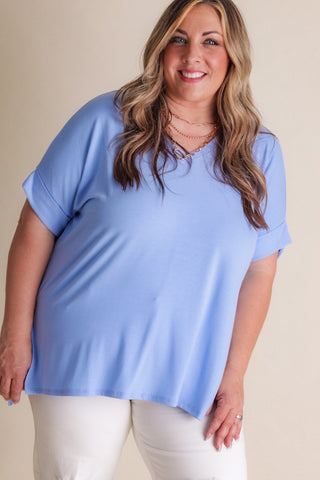 Should I Stay V Neck Top - CURVY *Final Sale*