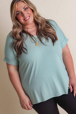 Should I Stay V Neck Top - CURVY *Final Sale*