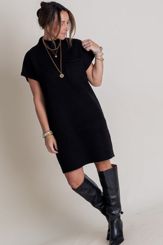 On The Run Mock Neck Sweater Dress