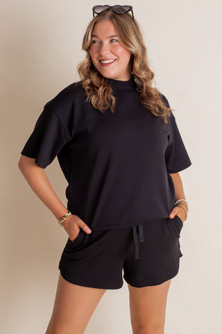 Top Pick Mock Neck Scuba Top *Final Sale*