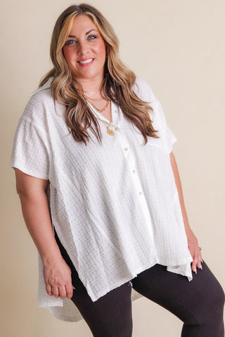 Set For Paradise Button Down Top - CURVY
