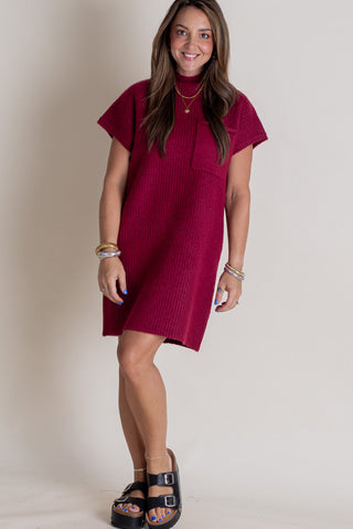 On The Run Mock Neck Sweater Dress