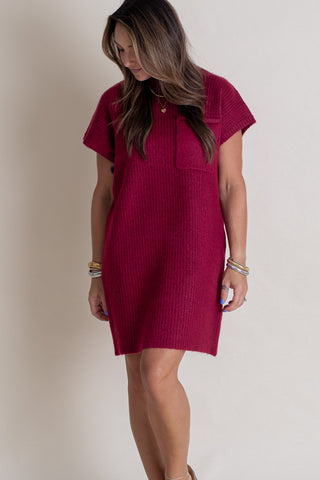 On The Run Mock Neck Sweater Dress