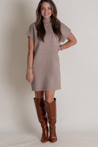 On The Run Mock Neck Sweater Dress