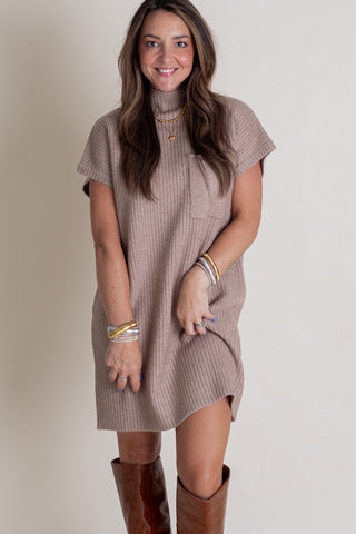 On The Run Mock Neck Sweater Dress