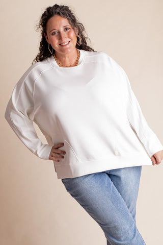 With The Wind Round Neck Pullover - CURVY