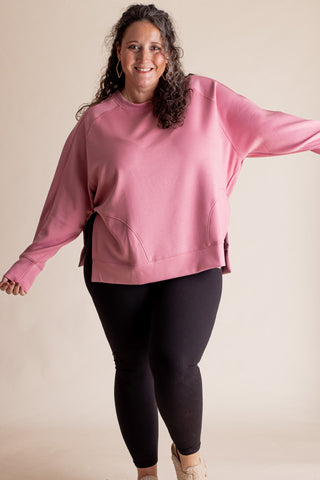 With The Wind Round Neck Pullover - CURVY