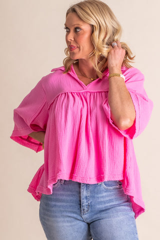 Always On Trend V Neck Babydoll Top *Final Sale*