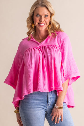 Always On Trend V Neck Babydoll Top *Final Sale*