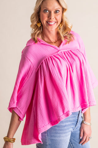 Always On Trend V Neck Babydoll Top *Final Sale*