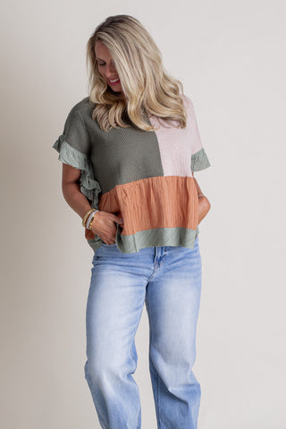 Just Dreaming Color Block Top *Final Sale*