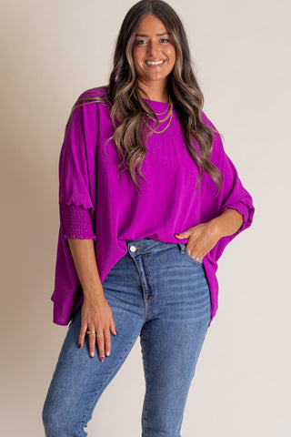 Live This Way Smocked Sleeve Top