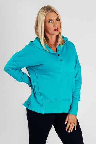 Change Your Mind Half Button Hooded Pullover