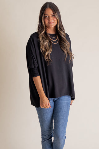 Live This Way Smocked Sleeve Top