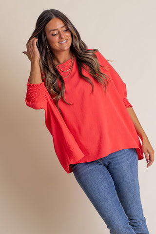 Live This Way Smocked Sleeve Top