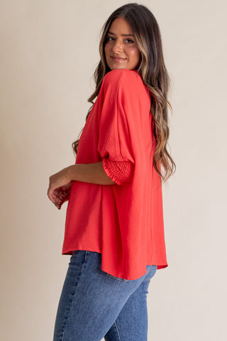 Live This Way Smocked Sleeve Top