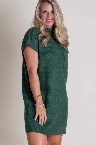 On The Run Mock Neck Sweater Dress