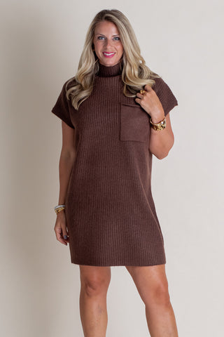 On The Run Mock Neck Sweater Dress